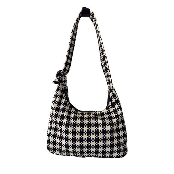 BAGGU Handbags - BAGGU Mini Nylon Shoulder Bag Pixel Gingham Black & White
